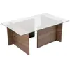 CALICOSY Table basse avec plateau en verre L105 cm - 105 cm X 65 cm X 40 cm - NOAH - Noyer
