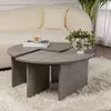 CALICOSY Lot de 2 tables basses L90 cm - 90 cm X 90 cm X 41 cm - MOIRA - Gris béton