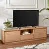 CALICOSY Meuble TV 3 portes rabattables et 1 niche ouverte L160 cm - 160 cm X 29,5 cm X 42 cm - VANGUARD - Pin atlantique