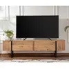 MENZZO Meuble tv moderne 2 portes basculantes Domenica L180cm Bois foncé et Noir