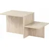 CALICOSY Table basse 2 niveaux L90 cm - 90 cm X 45 cm X 40 cm - HARMONY - Travertin