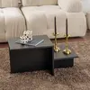 CALICOSY Table basse 2 niveaux L90 cm - 90 cm X 45 cm X 40 cm - HARMONY - Bois noir