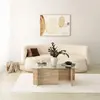 MENZZO Table basse design Kinda L105cm Verre Transparent et Effet travertin Beige