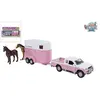 Van Manen Kids Globe Die Cast tirer Mitsubishi avec remorque à chevaux