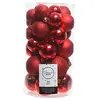 Decoris Kerstbal 30 st. Plastic Gl-Mt-Glitter Kerstrood assorted
