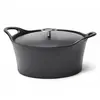Volcan - Cocotte ronde 20cm fonte de fer émaillée noire avec couvercle