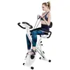 Vélo d'appartement pliant BIGZZIA, Roue d'inertie de 2,5 kg, avec 8 niveaux de résistance réglable, avec dossier et cordon de serrage, blanc