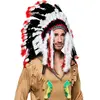 Coiffe de plumes Apache noire et rouge - BOLAND - Indien - Accessoire ...