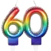 Boland - Kaarsje '60' regenboog 60 Multi - Regenboog - Regenboog