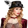 Boland Chapeau Steampunk femme Blanc - GENERIQUE - Avec Plumes, Rouages et Lunettes - Noir