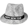 Boland - Hoed Sparkling 'HAPPY NEW YEAR' zilver - Één maat - Volwassenen - Unisex -