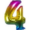 Boland - Folieballon '4' regenboog (86 cm) 4 - Multi - Cijfer ballon