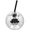 Boland GOBELET BOULE DISCO AVEC PAILLE 650ML ARGENT