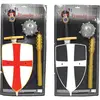 Funny Fashion Ridderset 3-delig - nepzwaard, schild en nepknots - Verkleedaccessoire - Assorti - Wit - Zwart