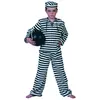 Funny Fashion Carnaval verkleedkleding Gestreept boevenpak - voor kinderen - zwart/wit - Boef/crimineel/gevangene 140