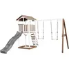 AXI Beach Tower avec Balancoire Double Marron Blanc Toboggan Gris