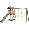 Pragma AXI Beach Tower avec Balancoire Double Marron Toboggan Gris