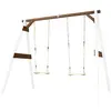 AXI 4-in-1 SportsFun BLANC / Marron Cadre 4-in-1 pour balançoire, football, volley-ball et tennis Portique balançoire et Buts