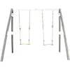 Axi Portique Double 2 Balancoires En Bois Gris Blanc 160x254x207cm