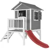 Axi Maison Enfant Beach Lodge Xl En Gris Avec Toboggan En Rouge