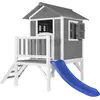 Axi Maison Enfant Beach Lodge Xl En Gris Avec Toboggan En Bleu