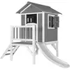 Axi Maison Enfant Beach Lodge Xl En Gris Avec Toboggan En Blanc