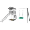Axi Structure De Jeu Beach Tower Avec 1 Balancoire Siege Nid Rond Blanc Gris Avec Toboggan Blanc