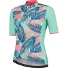 Rogelli Leaf Fietsshirt - Korte Mouwen - Dames - Mint, Coral - Maat XL