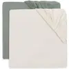 Lot de 2 draps housses en jersey Sea Green-Ivory (60 x 120 cm)