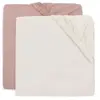 Lot de 2 draps housses en jersey Wild Rose-Ivory (40 x 80 cm)