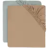 Jollein Lot de 2 draps housses en jersey Sea Green-Biscuit (60 x 120 cm)