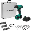 VONROC Accuboormachine 20V 19 schroefstanden + boorstand - Incl. 2.0...