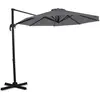 VONROC Parasol déporté rond 3 mètres de diamètre   360°C pivotant   Voile Protection UV Indice 50+ - Gris - Parasol Bardolino