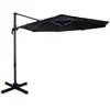 VONROC Parasol déporté rond 3 mètres de diamètre  Voile protection solaire UPF indice 50+ - Anthracite-noir - Bardolino