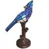 LumiLamp Tiffany Tafellamp Vogel 15x12x33 cm Blauw Glas Kunststof Tiff...