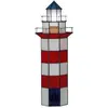 LumiLamp Tiffany Tafellamp Vuurtoren 21x56 cm Rood Wit Glas Zeshoek Ti...