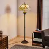 LumiLamp Tiffany Vloerlamp Ø 50x164 cm Roze Groen Glas Halfrond Roos S...