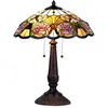 LumiLamp Tiffany Tafellamp Ø 44x57 cm Geel Groen Glas Driehoek Bloemen...