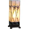 LumiLamp Tiffany Tafellamp 18x18x45 cm Beige Bruin Glas Rechthoek Vlin...