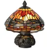 Lumilamp Tiffany Tafellamp Ø 22x21 cm Bruin Rood Glas Libelle