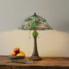 LumiLamp Tiffany Tafellamp Ø 47x60 cm Groen Bruin Glas Driehoek Libell...