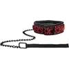 Shots Ouch! Luxury - Collar With Leash - Burgundy