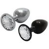 Shots - Ouch! OU810GUN - Round Gem Butt Plug - Large - Gunmetal / Diamond