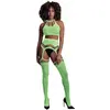 Shots - Ouch! OU838GLOOS - Two Piece with Crop Top and Stockings - Gre...
