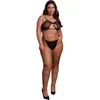 Le Désir Keyhole Mesh Bra with Double Back Straps and Adjustable Sliders - Plus Size - Black