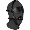 SHOTS Blindfolded Head Harness with Solid Ball Gag - Black