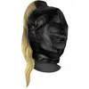 Shots - Ouch! OU889BLO - Mask with Blonde Ponytail - Black