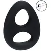Double Liquid Silicone Cock and Ball Ring - Black