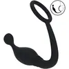 Silicone Cockring with Prostate Stimulator - L - Black