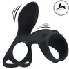 Vibrating Silicone Cock and Ball Ring with Shaft Loop - Black